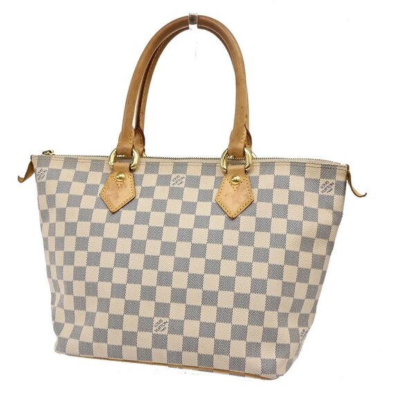 LOUIS VUITTON Saleya PM Hand Bag Damier Azur Leather White France - Picture 1 of 16